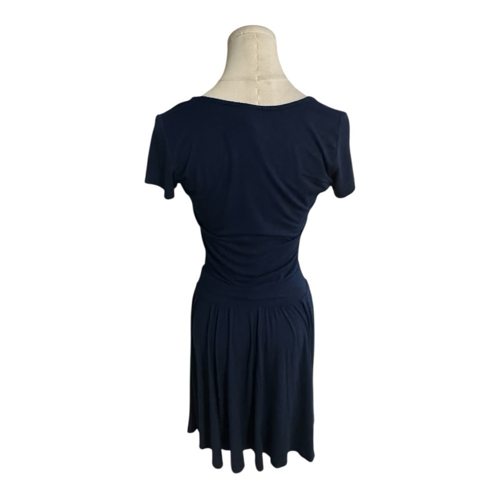 DOLAN T-Shirt Navy Blue Dress Anthropologie Twist V Neck Casual Stretchy Size S - Picture 3 of 5